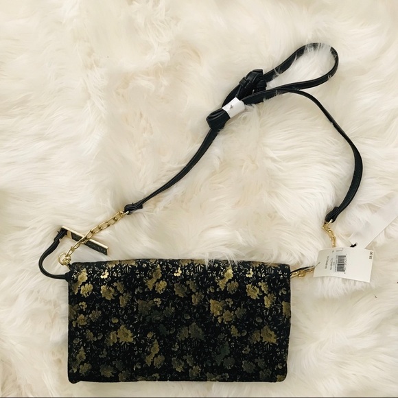 Sole Society Velvet Gold Foldable Clutch Crossbody - Picture 7 of 7